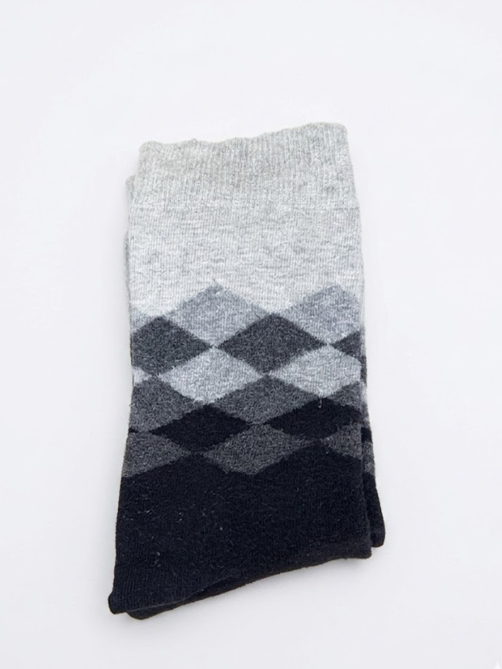 Happy Socks Unisex Grey Argyle Crew Socks OSFM Black & Grey Monochrome